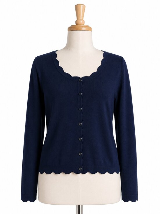 7Th Avenue Design Studio Sweaters - 7th Avenue Navy Blue Cardigan Size L | Classic Cropped Sweater